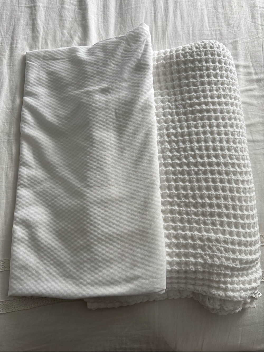 Better Homes & Garden White Waffle Weave Shower Curtain and Fabric Liner